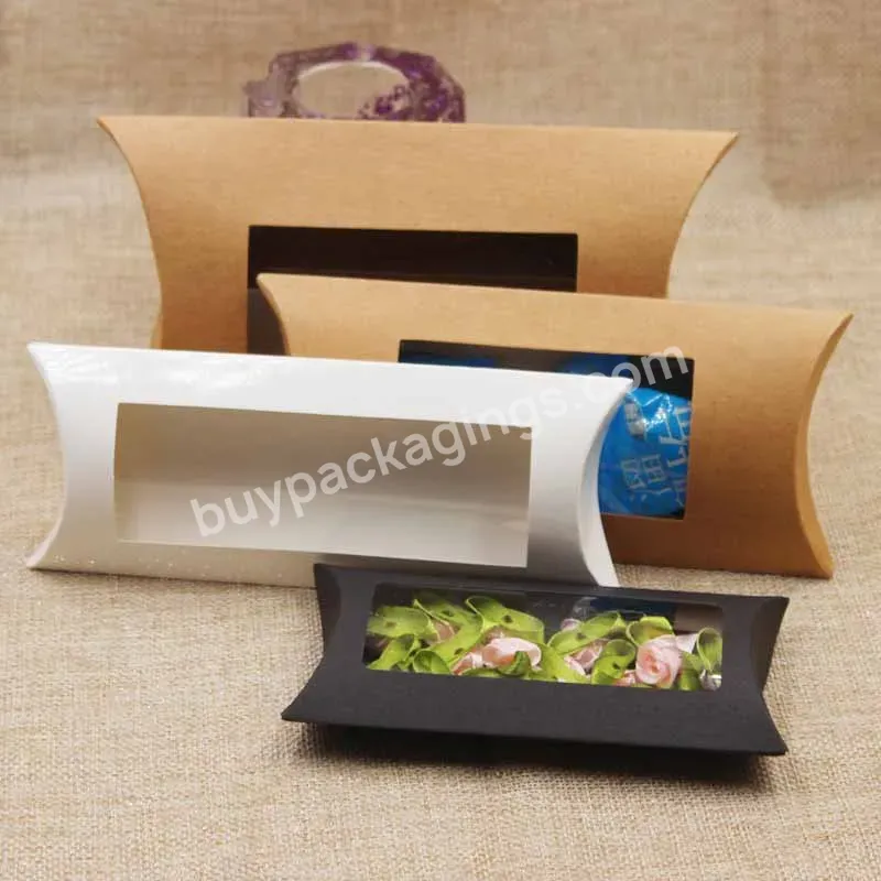 In Stock Pvc Window Pillow Boxes Candy Chocolate Paper Box For Packing Creative Folding Small Gift Box