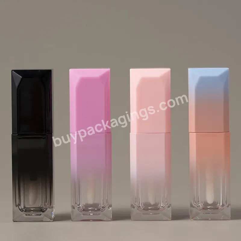 In Stock Wholesale Plastic Cosmetics Lipstick Tube Case Container 5ml Black Pink Blue White Empty Lip Gloss Tube With Brush