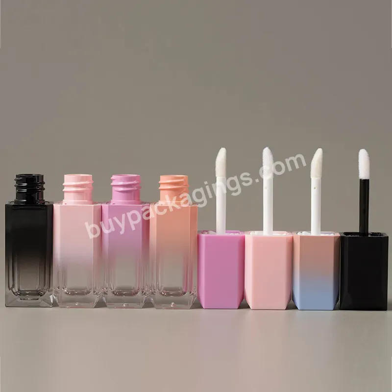 In Stock Wholesale Plastic Cosmetics Lipstick Tube Case Container 5ml Black Pink Blue White Empty Lip Gloss Tube With Brush