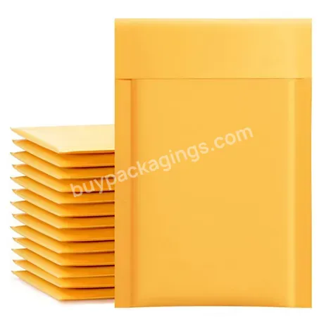 In-store Nature Yellow Paper Padded Envelope Kraft Bubble Mailers Small Business Mailing Packages For Jewelry Makeup Supplies