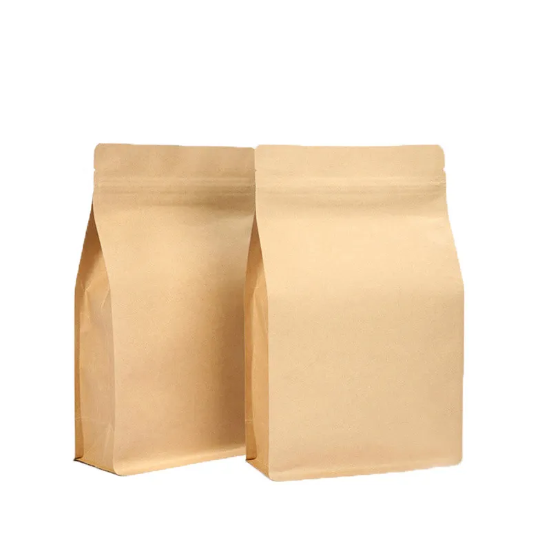 Indonesia 6 Christmas Flat 3 Layer Die Cut Food Grade Square Large Sos Thick Plastic Coated 2 Ply Recycled Food Kraft Paper Bag