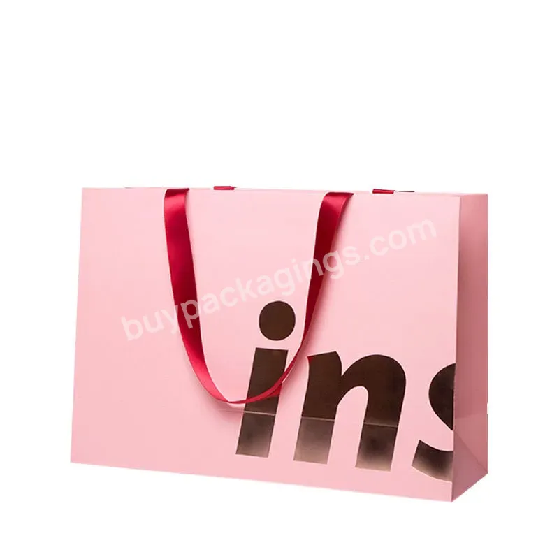 Ins Printed Your Own Logo Victorias Secret Pink Paper Bag Wholesale Shopping Packaging Bags
