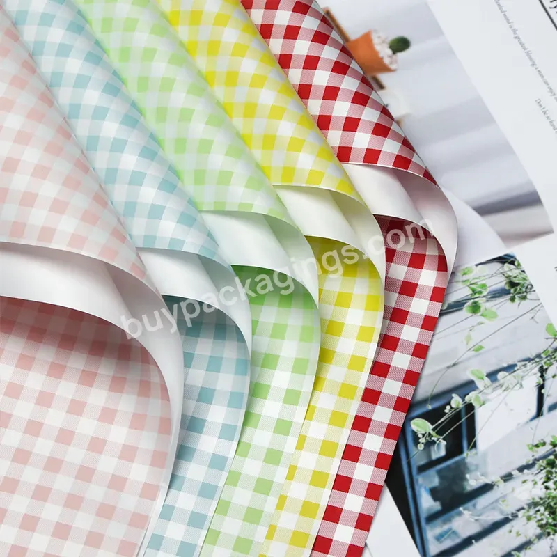 Ins Summer Plaid Bouquet Flower Wrapping Paper 58*58cm Silk Thick Matte Film Material Florist Wrapping Paper