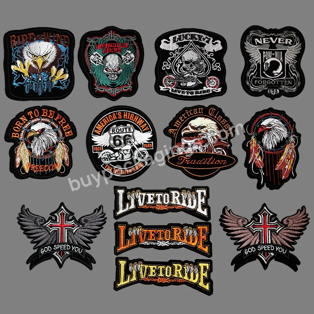 Iron On Custom Clothing Applique Motorcycle Patches Embroidery