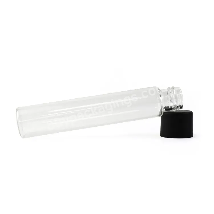 J- Safe And Secure W/ Cap Custom Labeling Packaging Roll 18mm Threading 120mm Glass Tube With Child Resistant Black Lid