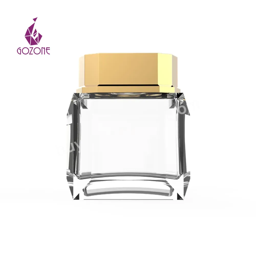 Jar Supplier Gold Lid Square Glass Saffron Jars