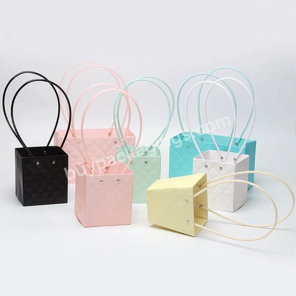 Jelly Colorful Flower Arrangement Bag Paper Lattice Tote Bag Stereoscopic Embossed Flower Gift Packaging Trapezoidal Gift Bags