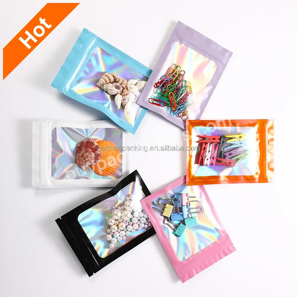 Jewelry Bag,Resealable Plastic Bag Hollogragic,Iridescent Zip Lock Bags Pouches