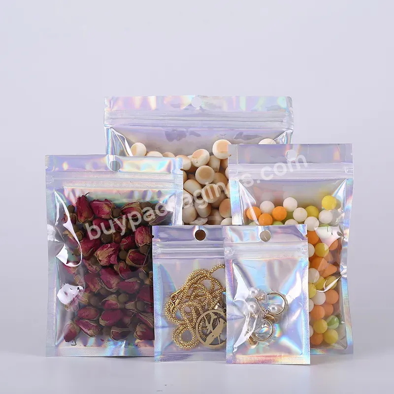 Jewelry Cosmetic Candy Storage Bag Pen Smell Smell Proof Ziplock Packaging Candy Stand Up Zip Pouch Bag Holographic Bag