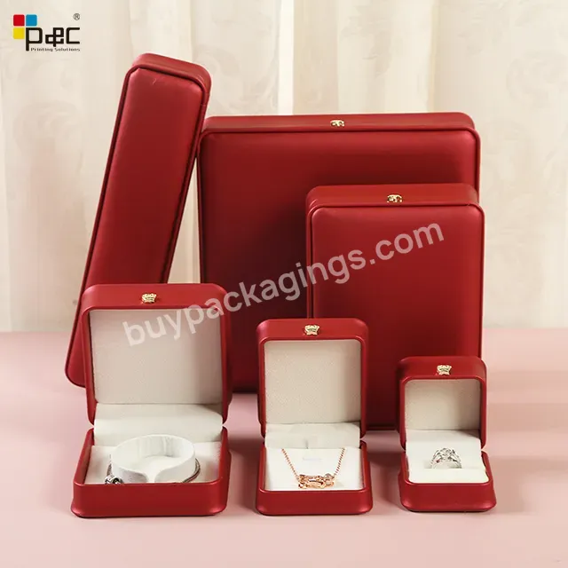 Jewelry Crown Buckle Pendants Bracelet Necklace Custom Jewelry Ring Box Leather Paper Inner Inviet Cloth Sponge Multiple Color