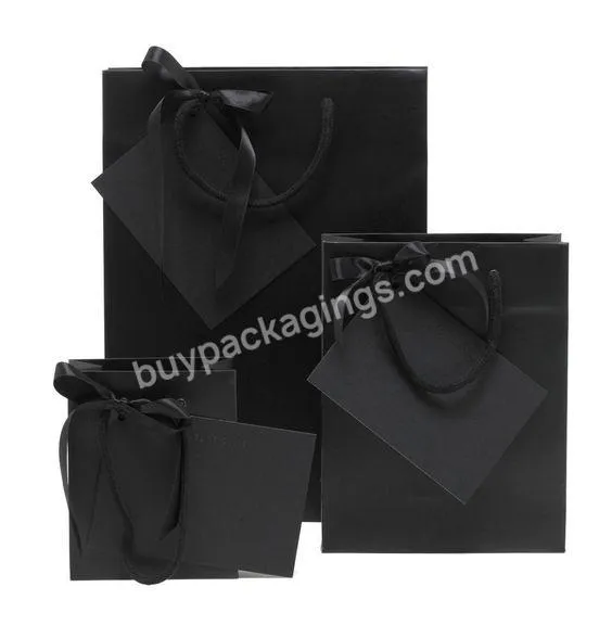 Jewelry paper bag gift paper bag manufactures with black ribbon handle