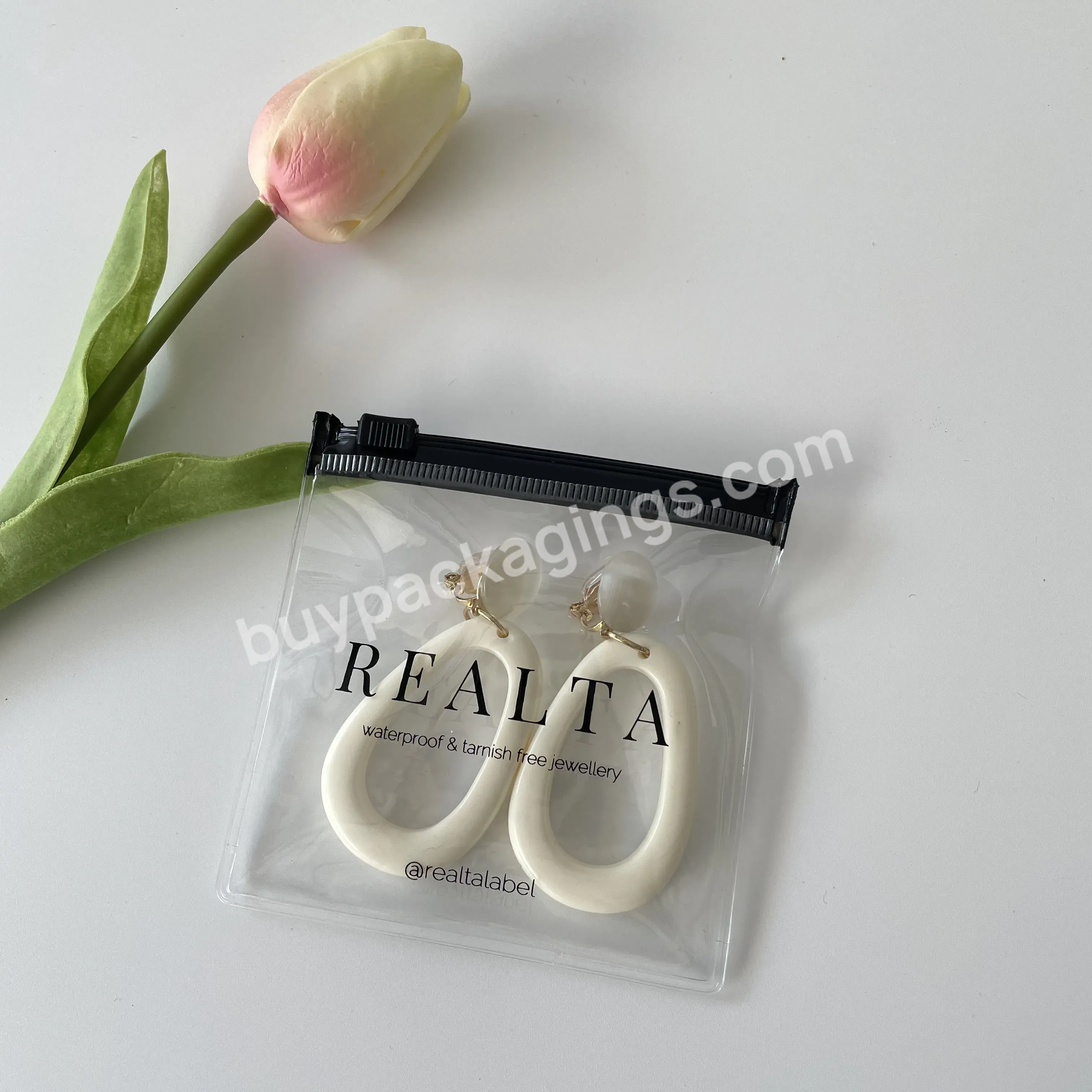 Jewelry Pouch Gift Bags With Logo For Small Business Custom Small Pvc Jewelry Plastic Zipper Bag