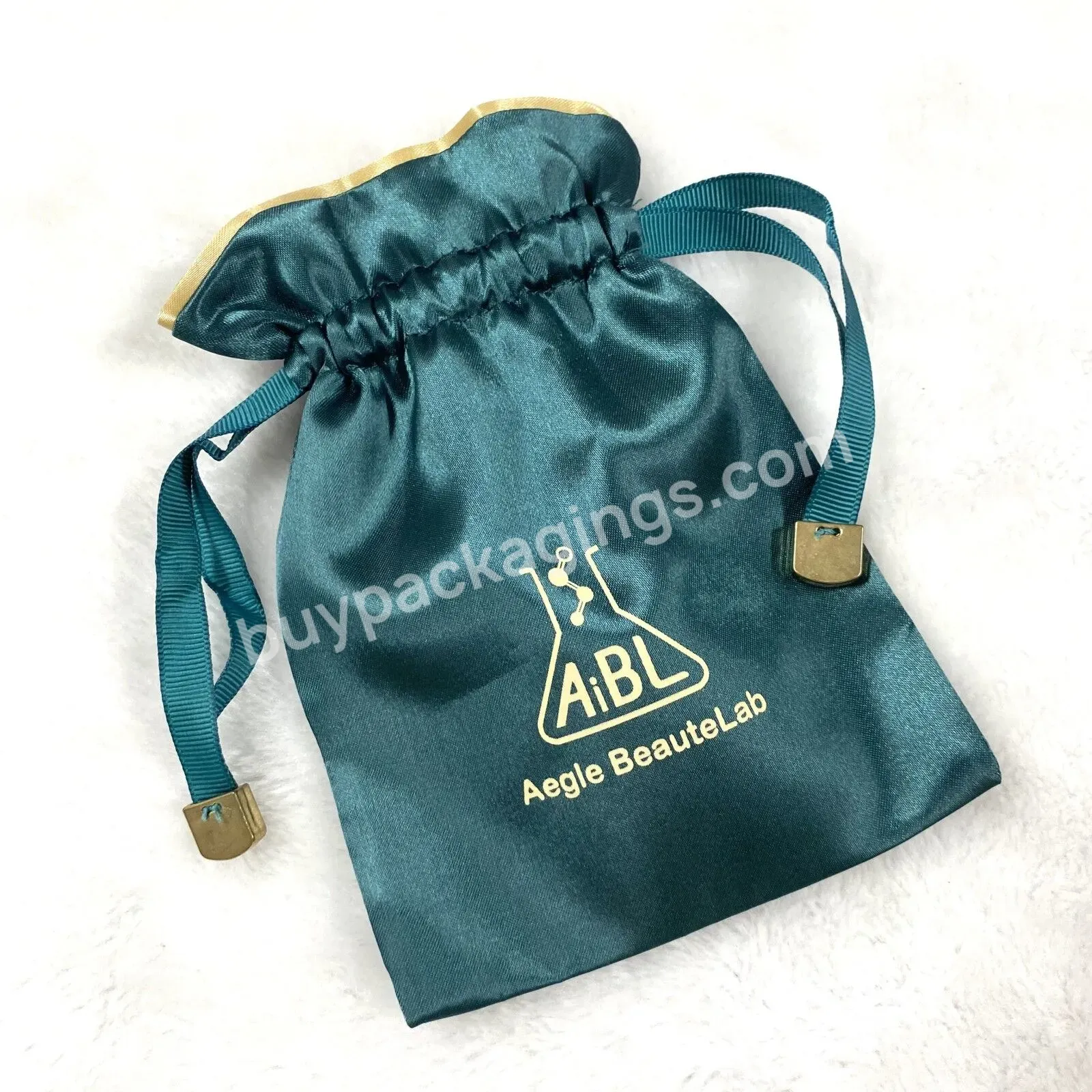 Jewelry Pouch Satin Bag Satin Ribbon With Screen Printing Logo Coin Pouch