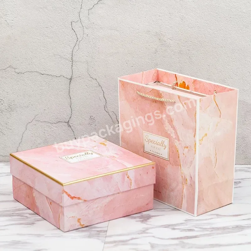 Jewelry Set Gift Packaging Box With Custom Logo Valentine's Day Marble Birthday Paper Gift Box