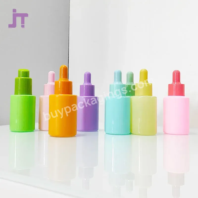 Jieting Cosmetics Packaging Containers 30ml Frosted Cosmetic Glass Serum 1oz Lotion Pump Glass Oil Dropper Bottle