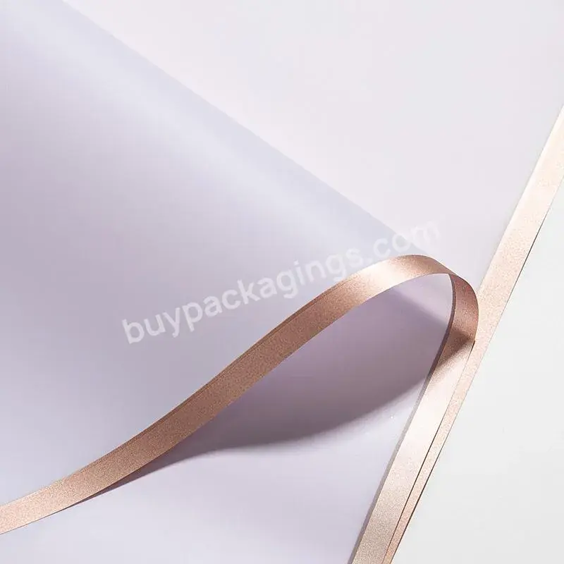 Joywood Wholesale Golden Edge Plastic Flower Wrapping Paper Waterproof Pack 20 Sheets Per Bag Flower Wrapping Paper