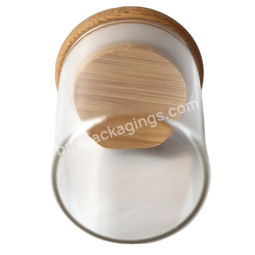 Kitchen Airtight Glass Honey Jar Screw Handmade Borosilicate Glass Food Clear Storage Glass Jar Bamboo With Bamboo Wooden Lid - Buy Glass Jars Bamboo Jars With Wooden Lids,Factory Supplier Round 7oz 9oz Airtight Silicone Suction Lid Bamboo Cork Top G