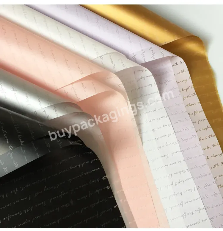 Korean New Arrival Flower Bouquet Wrapping Paper Floral Wrap Paper With English Letter Printed