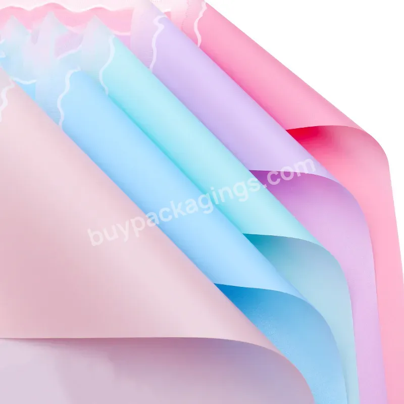 Korean Trendy 60x60cm Flower Wrapping Paper Sheet Waterproof Pe Plastic Flower Wrapping Film