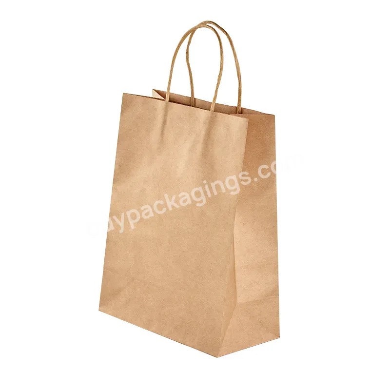 Kraft Paper Bag With Handles Wood Color Packing Gift Bags For Store Clothes Wedding Christmas Party Supplies Handbags