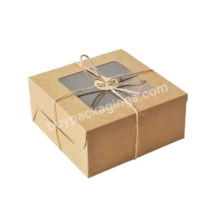 Kraft Paper Bakery Boxes Single Pastry Box With Clear Display Window Donut Mini Cake Pie Slice Dessert Treat Boxes Customized