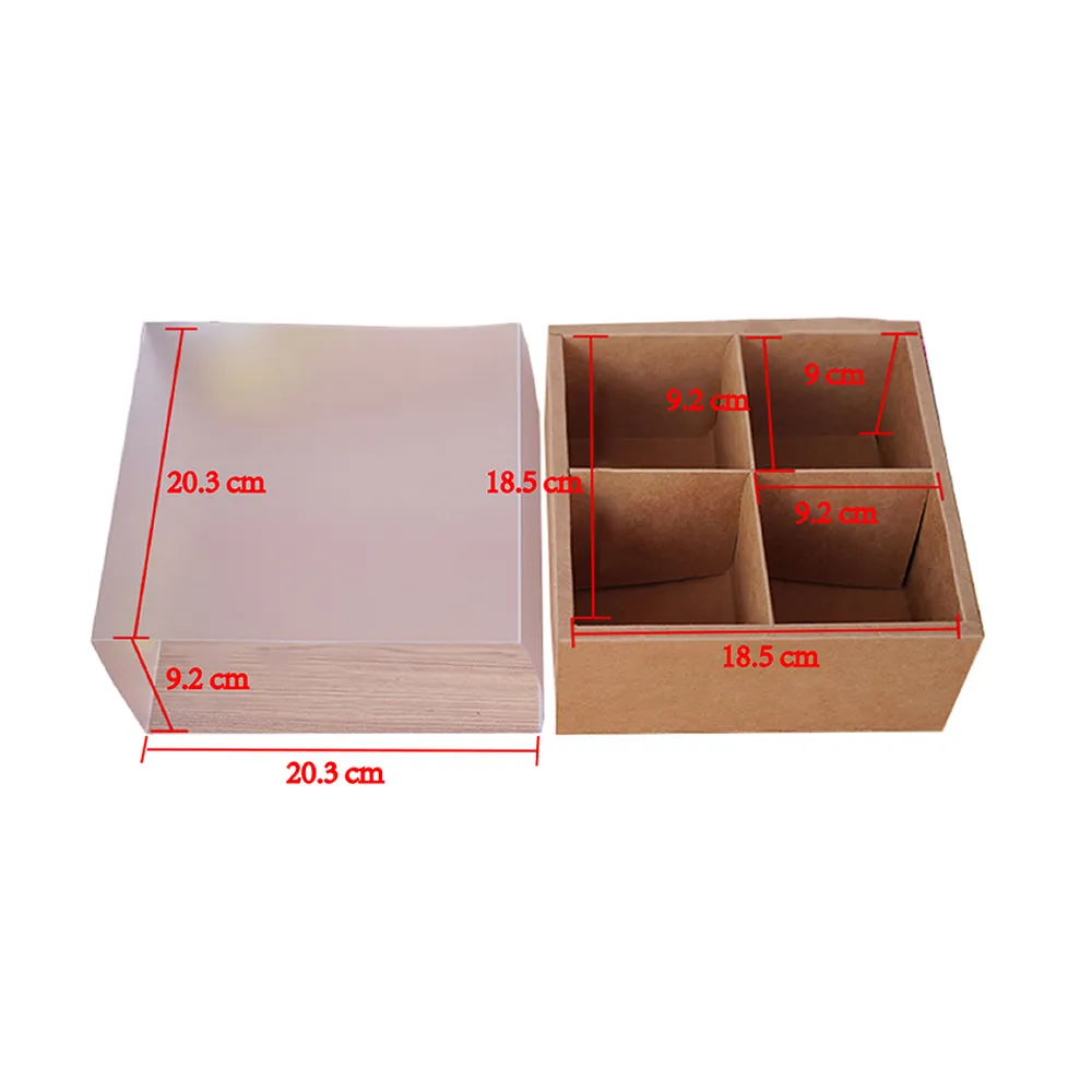 Kraft paper candy dryfruits gift box with frosted PVC drawer lid