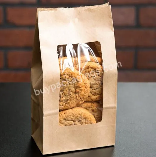 Kraft Paper Packaging Cookie Paper Bag With Window