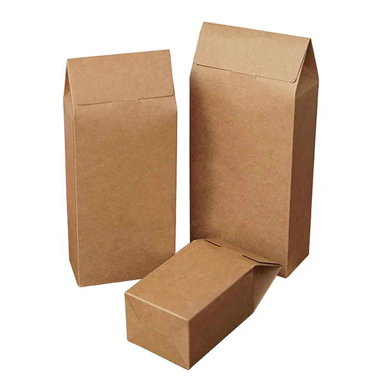 Kraft paper packaging gift pointed top box for packaging tea bag and tea universal cowhide paper box factory wholesale