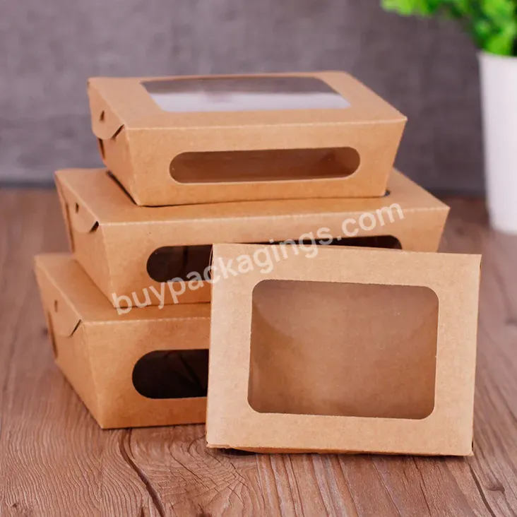 Kraft Paper Salad Packaging Box With Window