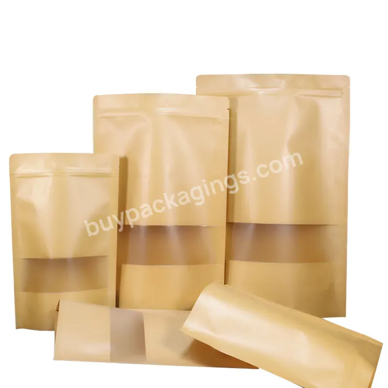 Kraft Paper Self Standing And Self Sealing Bags For Matte Plastic Bags Used In Food Packaging