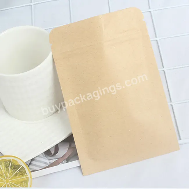 Kraft Paper Three Side Seal Zipper Bag With Foil