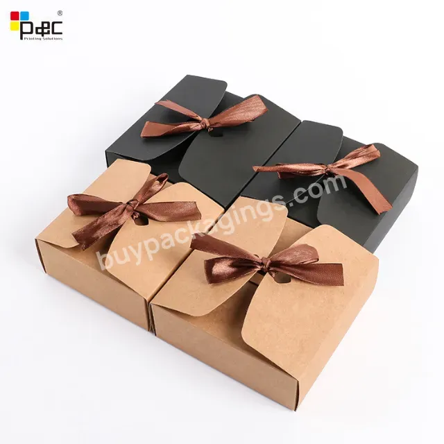 Kraft Paper Valentines Gift Box With Ribbon Packaging Paper Box Gift Cardboard Paper Wedding Gift Box Packaging With Ribbon