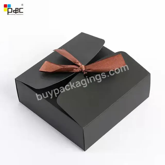 Kraft Paper Valentines Gift Box With Ribbon Packaging Paper Box Gift Cardboard Paper Wedding Gift Box Packaging With Ribbon