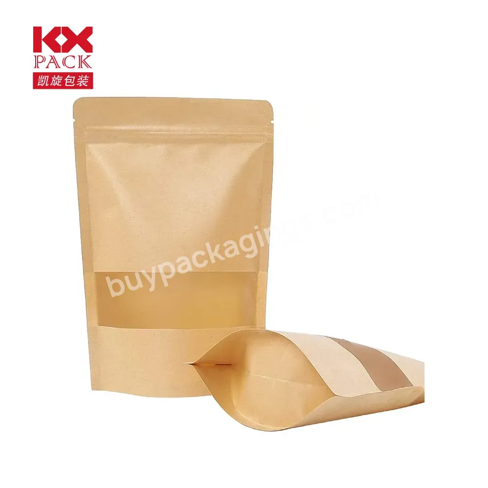 Kraft Stand Up Pouches Zip Lock Stand Up Bags With Window,Reusable,Heat-sealable Packaging Bag