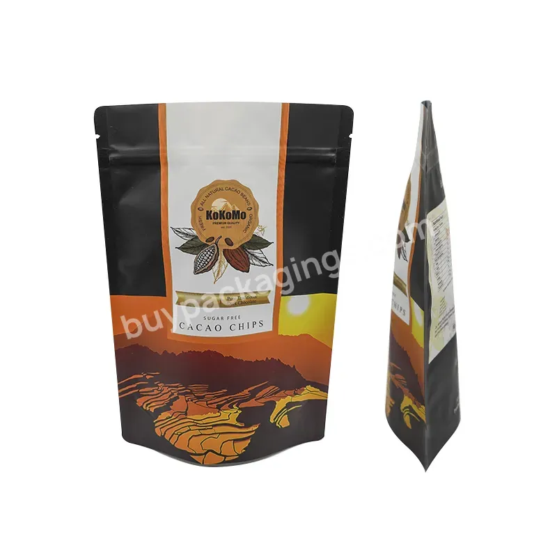 Laminated Aluminum Foil Zip Lock Packaging Stand Up Pouch Matte Black Pouch Zip Lock Coffee Bag