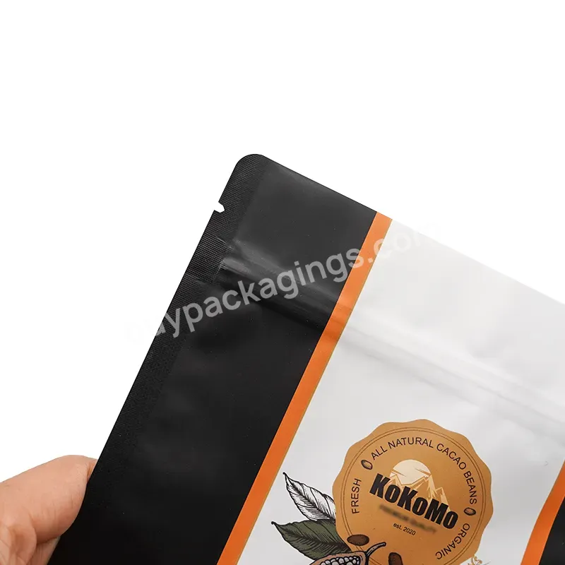 Laminated Aluminum Foil Zip Lock Packaging Stand Up Pouch Matte Black Pouch Zip Lock Coffee Bag