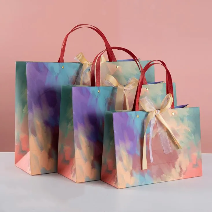 Laminated Euro Tote Paper Bag With Ribbon Handle