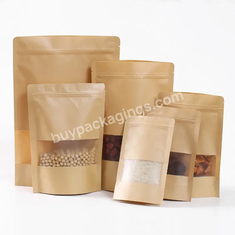 Laminated Printing Packaging Dates Stand Up Zip Lock Bag Brown Paper Bag