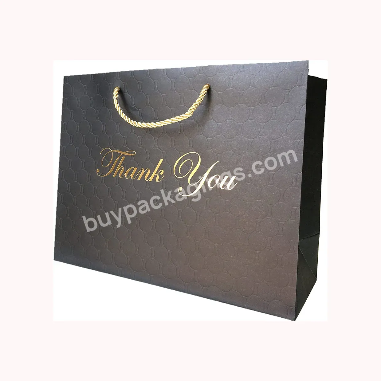 Large Black Thank You Bags Luxury Matte Premium Fancy Gold Foil Modern Gift Bags With Handles For Shoes Clothing Shopping