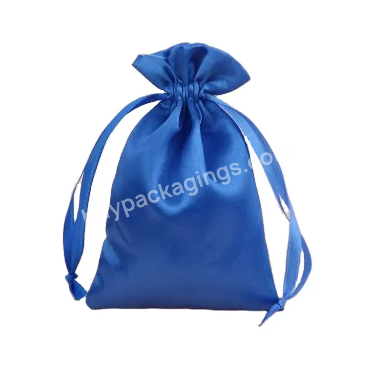 Large Custom Luxury Silk Satin Pouch Bag Drawstring Bag Gift Bags With Ribbon Textile Packaging