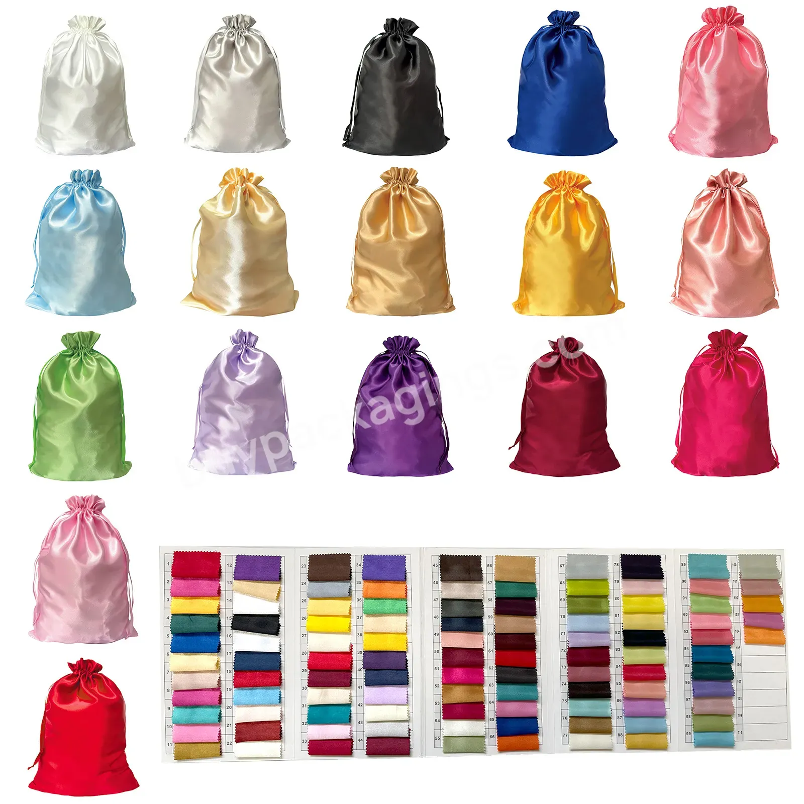 Large Custom Luxury Silk Satin Pouch Bag Drawstring Bag Gift Bags With Ribbon