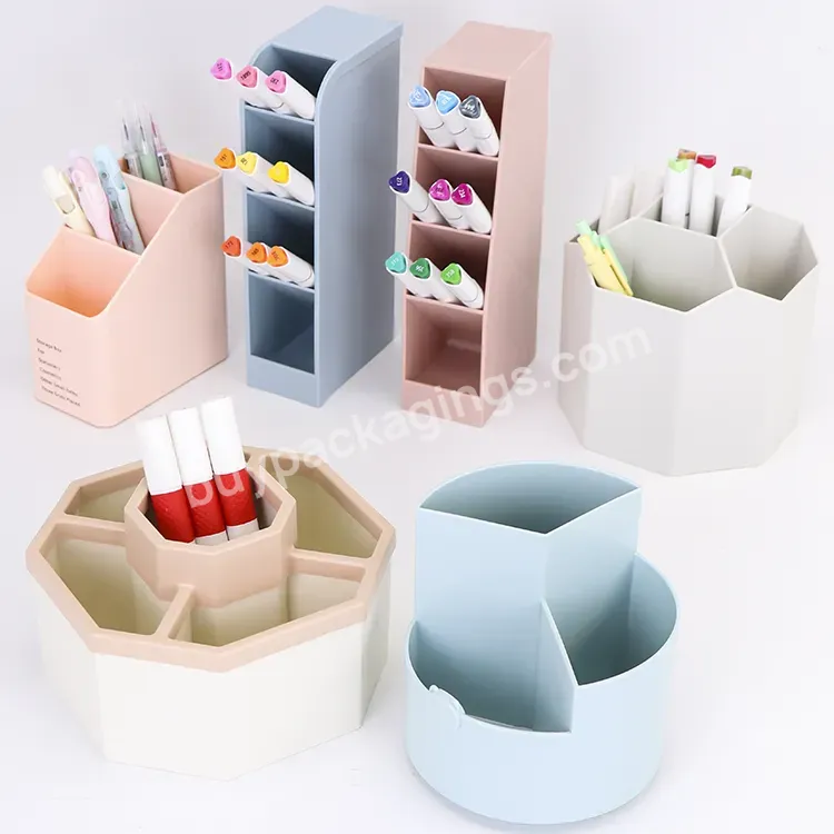 Large Desk Stationary Organizer Pen Case Box Pencil Pot Plastic Round Revolving Rotating Pen Holder For Office - Buy Stationary Organizer,Pencil Pot,Stationary Holder.