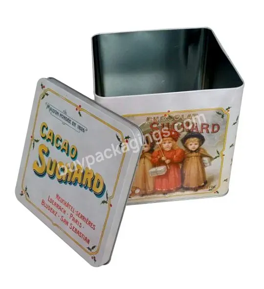Large Empty Customized Biscuit Square Metal Cookie Tin Box