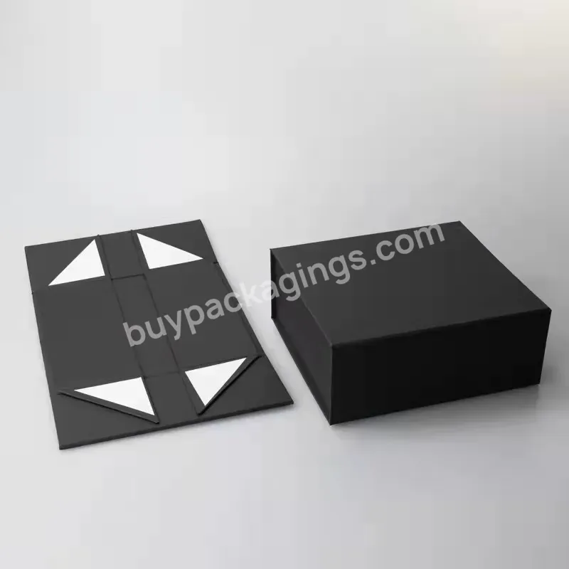Large Luxury Custom Foldable Magnetic Black White Paper Cardboard Hamper Gift Box With Ribbon
