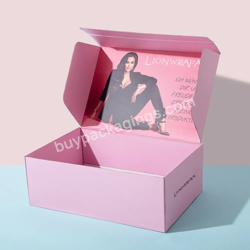 Large Luxury Custom Logo Branded Pink Clothing Paper Gift Box Big Packaging Mailing Shipping Boxes