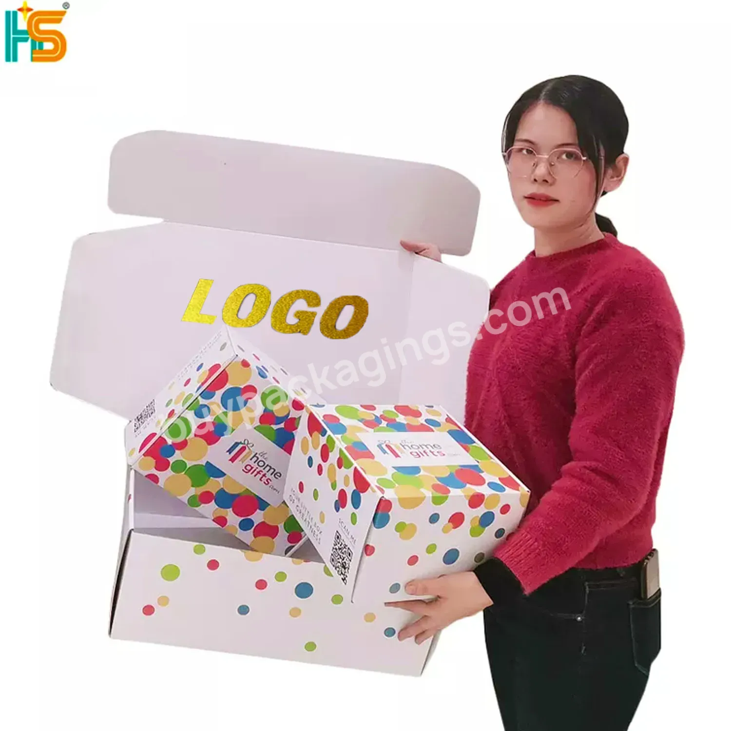 Large Shipping Mailing Corrugated Box Luxury Custom Subscription Paper Mailer Apparel Clothing Packaging Boxes