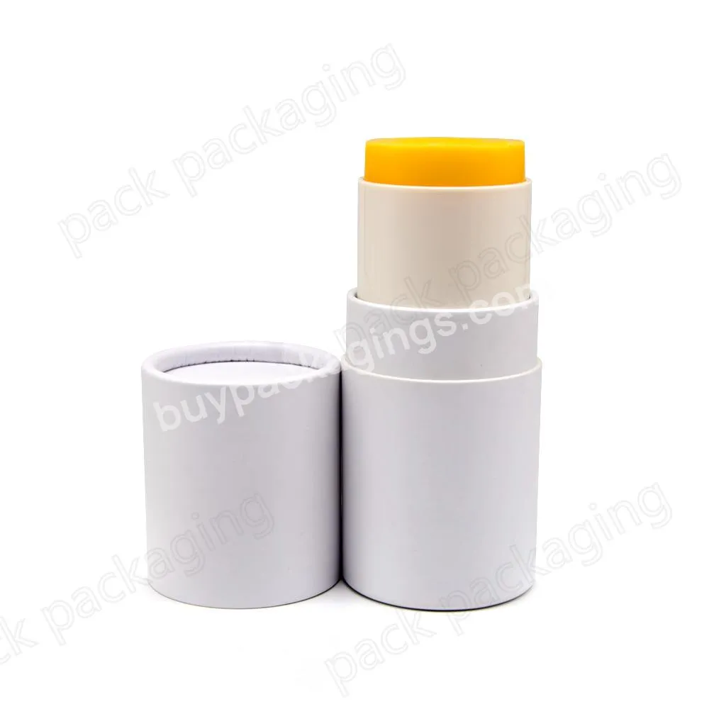 Large size 60g Custom Design OEM Empty Makeup Sunscreen Deodorant Stick Twist Up Tube Round Paper Packaging with Plastic Insert