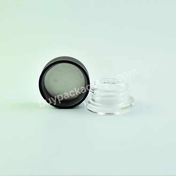 Large Stock 5ml 9ml Childproof Black Uv Smell Proof Extracts Concentrate Jar Luxury Glass Cream Jar With Black Smooth/ribbed Lid