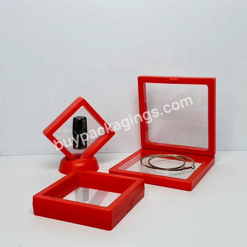 Large Stock Red Colorful Transparent Pe Film Suspension Gift Packaging Box 3d Floating Frame Display Case Jewelry Storage Box - Buy Custom Logo Printing Membrane Commemorative Coin Medallion Display Box,2021 Hot Selling Transparent Jewelry Display Bo