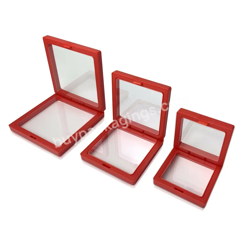 Large Stock Red Colorful Transparent Pe Film Suspension Gift Packaging Box 3d Floating Frame Display Case Jewelry Storage Box